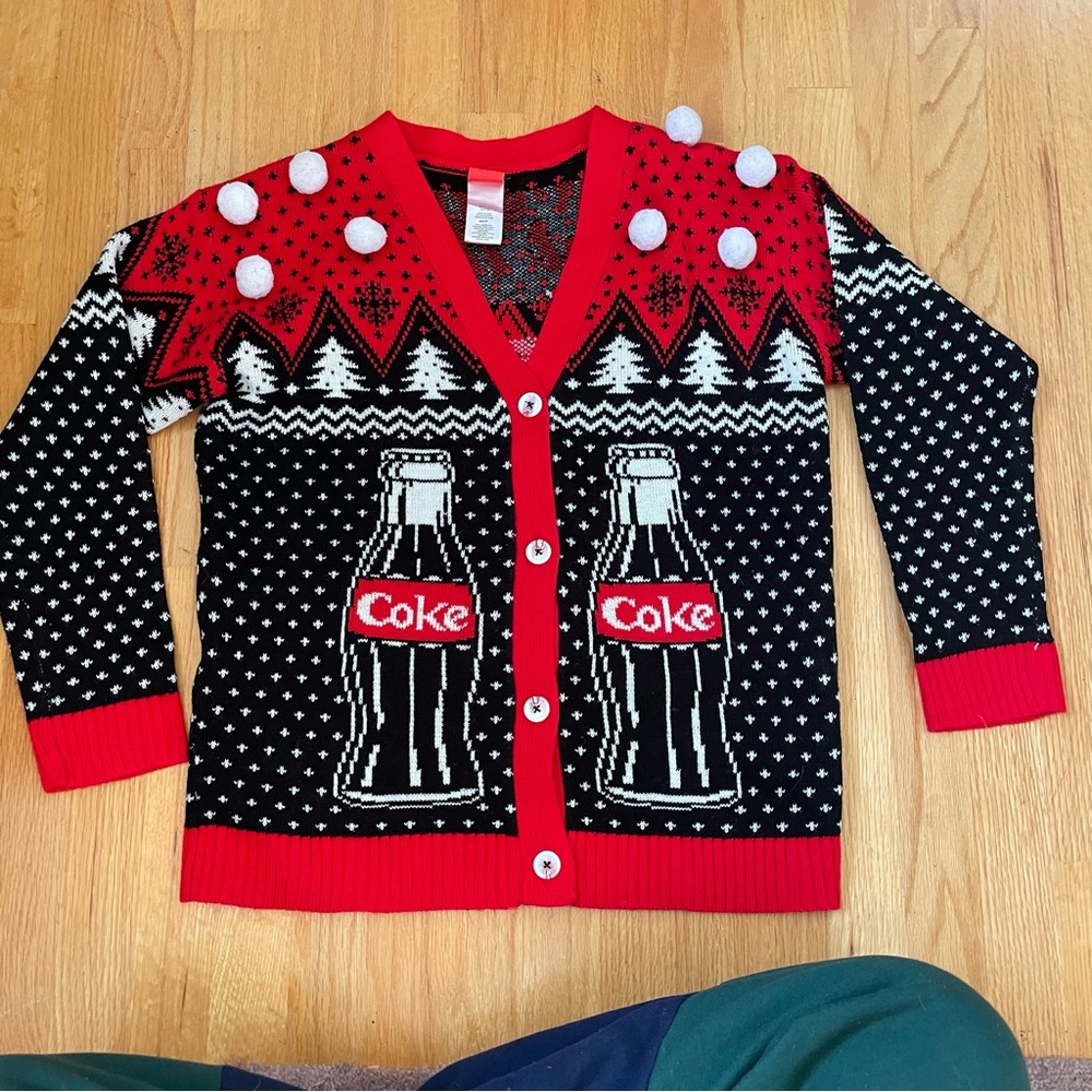 Coca Cola bear Classic Cardigan Sweater size small
